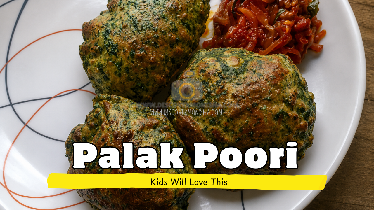 Palak Poori Recipe | Indian Spinach Bread & Tomato Curry
