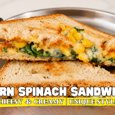 creamy cheesy corn spinach sandwich