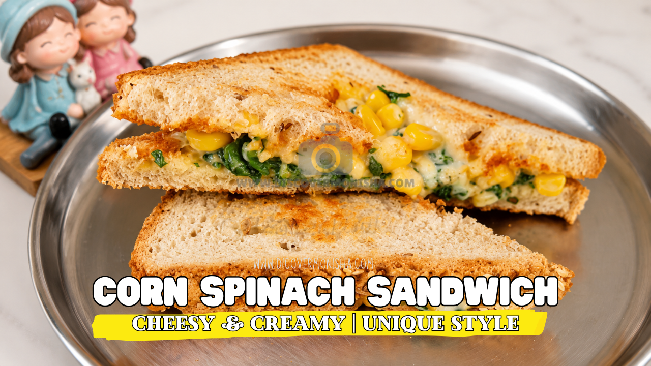 Corn spinach sandwich | Unique style | Creamy and cheesy