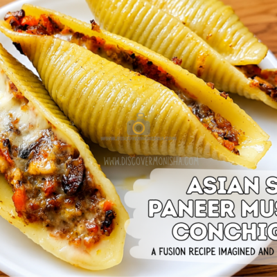 asian style paneer mushroom conchiglioni