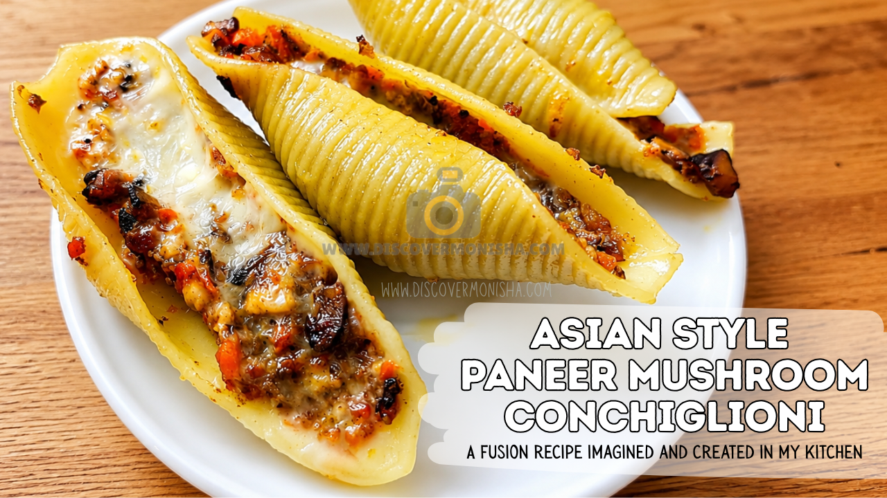 Asian style Paneer Mushroom Conchiglioni | Steamed Umami Pasta Shells